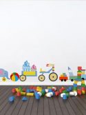Adesivo de parede infantil Brinquedos em fila