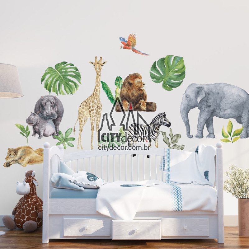 Adesivo de parede animais do safári Adesivo de parede animais do safári