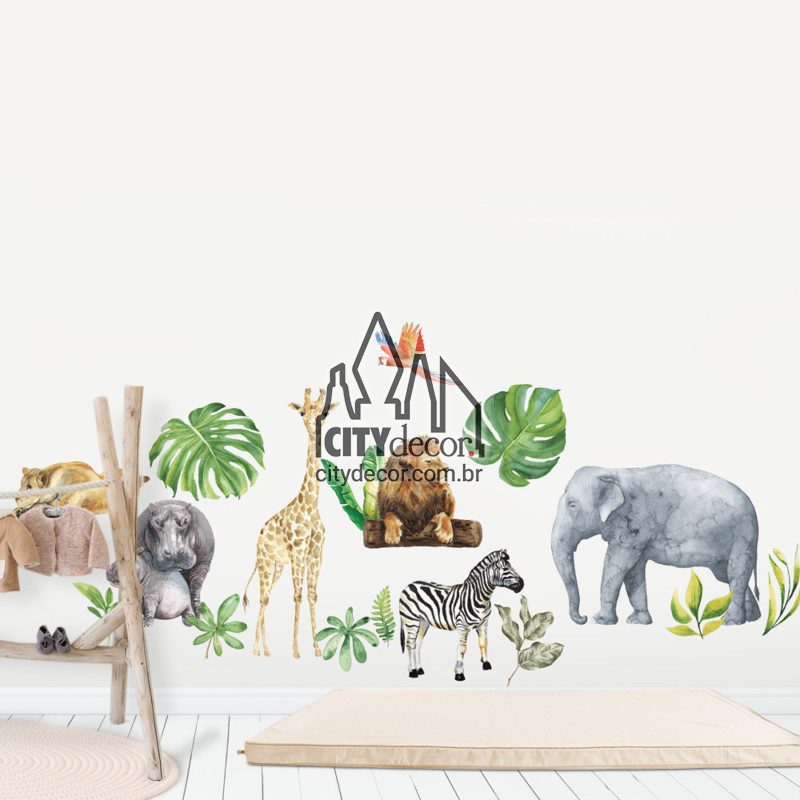 Adesivo de parede infantil safári Adesivo de parede infantil safári