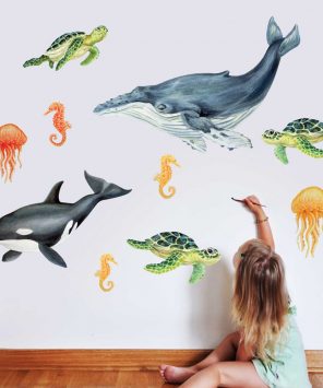 Adesivo de parede animais marinhos peixes
