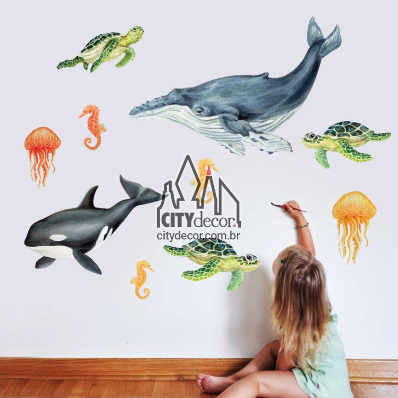 Adesivo de parede animais marinhos peixes Adesivo de parede animais marinhos peixes