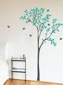 Adesivo de parede árvore com passarinhos voando