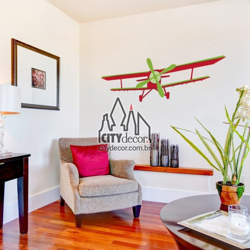 Adesivo de parede avião teco-teco Adesivo de parede avião teco-teco