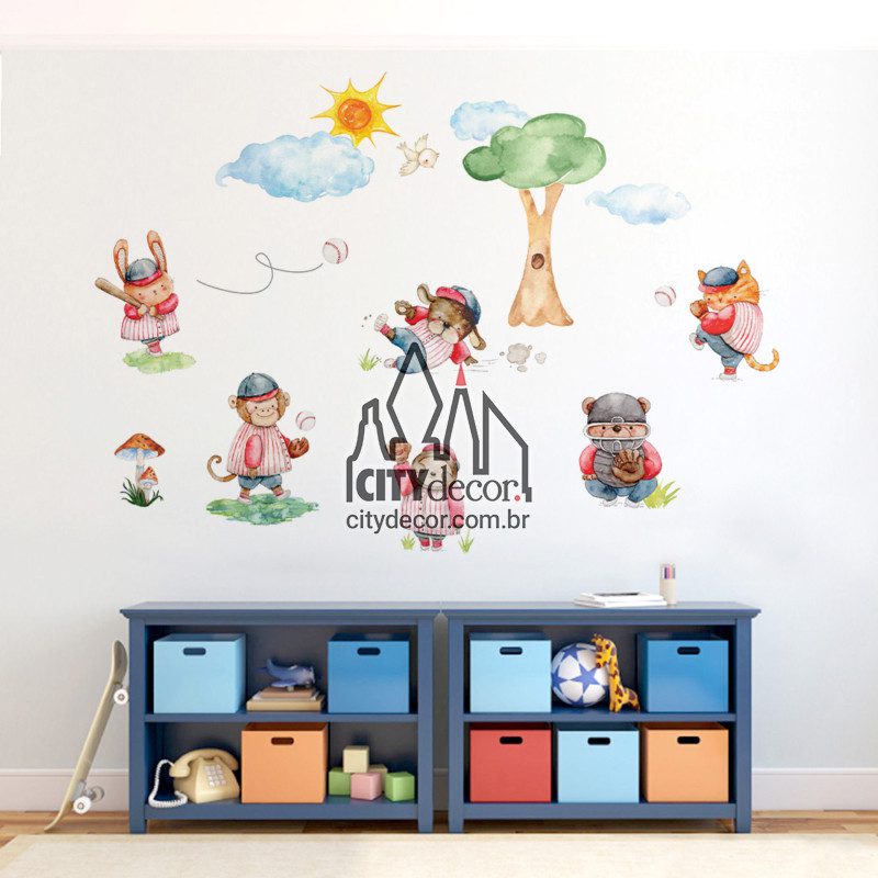 Adesivo de parede infantil bichinhos do baseball Adesivo de parede infantil bichinhos do baseball