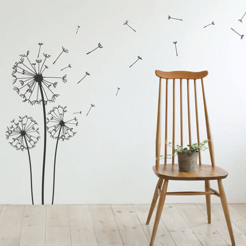 Adesivo de parede flor dente-de-leão Adesivo de parede flor dente-de-leão