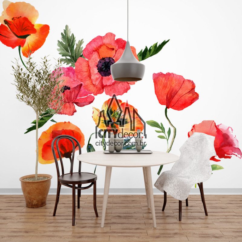 Adesivo de parede papoulas Adesivo de parede papoulas