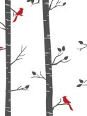 Adesivo de parede árvores altas e pássaros
