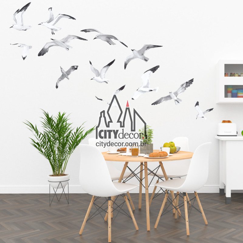 Adesivo de parede gaivotas voando Adesivo de parede gaivotas voando