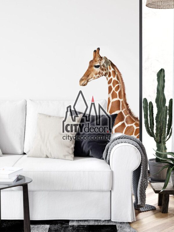 Adesivo de parede girafa pescoço