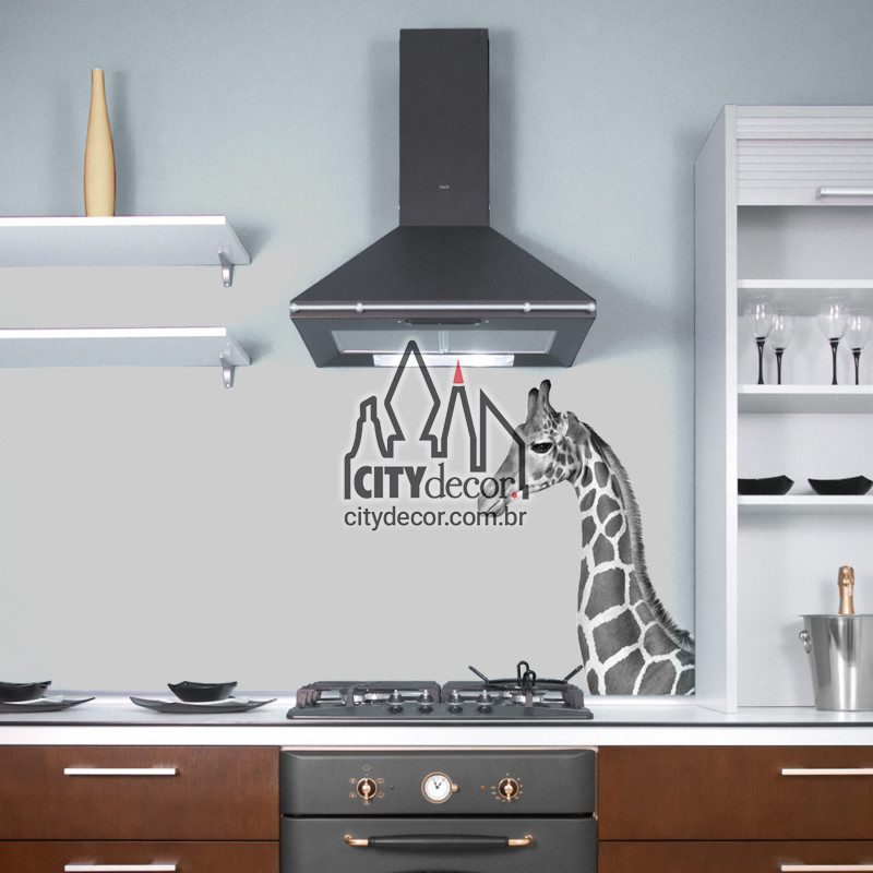 Adesivo de parede girafa em preto e branco Adesivo de parede girafa em preto e branco