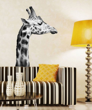 Adesivo de parede girafa em preto e branco