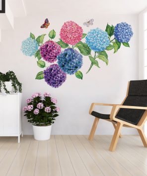 Adesivo de parede floral hortênsias grandes