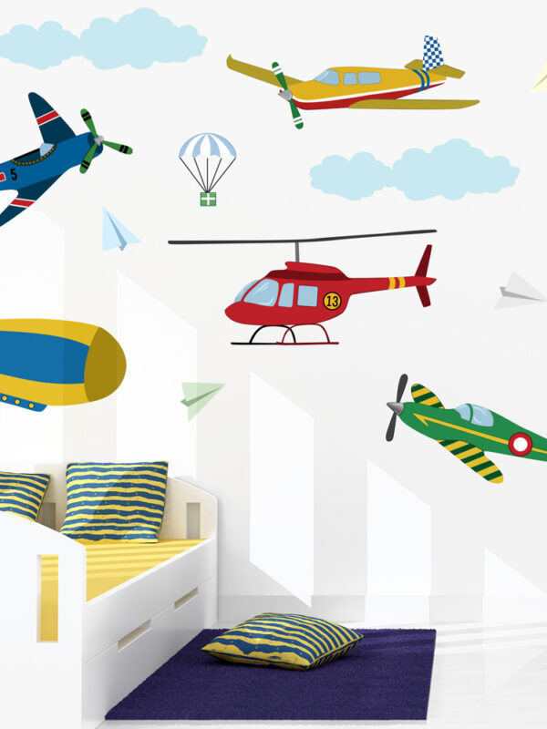 Adesivo de parede infantil aviões