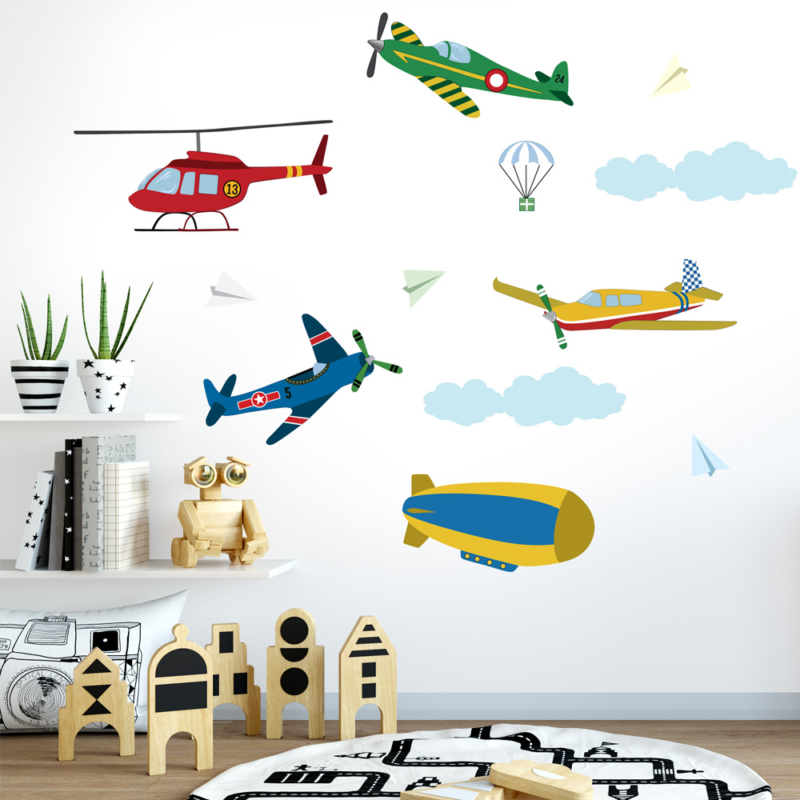Adesivo de parede infantil aviões e nuvens Adesivo de parede infantil aviões e nuvens