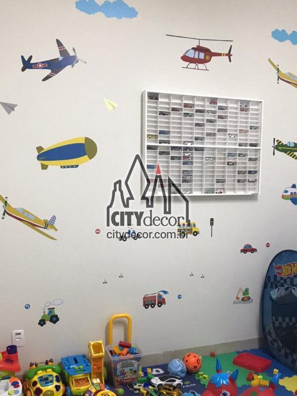 Adesivo de parede infantil aviões e helicóptero