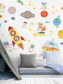 Adesivo de parede infantil bichinhos e planetas