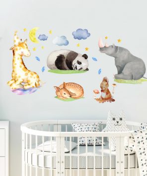 adesivo de parede animais da floresta dormindo