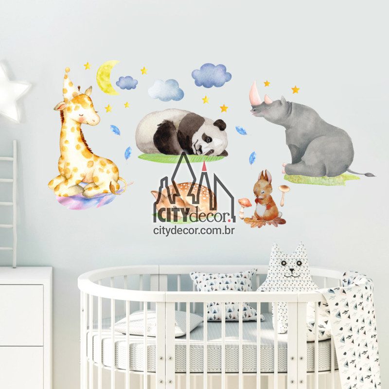 adesivo de parede animais da floresta dormindo adesivo de parede animais da floresta dormindo