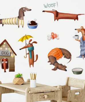 Adesivo de parede infantil cachorros salsicha Dachshund ou teckel