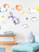 Adesivo de parede infantil coelhinho com balões