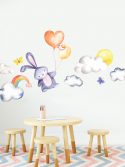 Adesivo de parede infantil coelho e balões