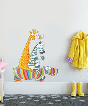 Adesivo de parede infantil bichinhos com hipopótamo colorido