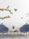 Adesivo de parede passarinhos na árvore