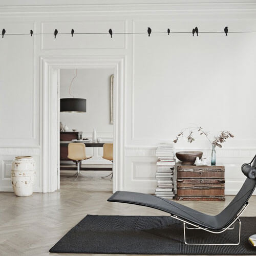 Adesivo de parede pássaros nos fios Adesivo de parede pássaros nos fios