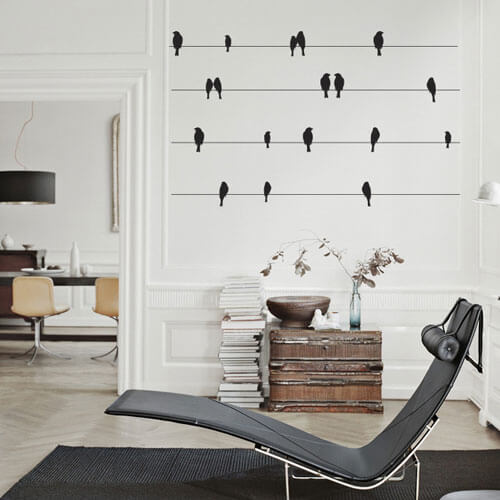 Adesivo de parede passarinhos nos fios Adesivo de parede passarinhos nos fios