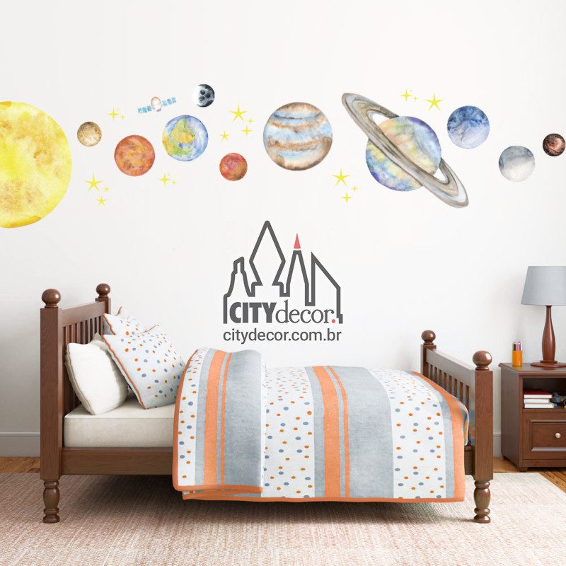 Adesivo de parede planetas na galáxia Adesivo de parede planetas na galáxia