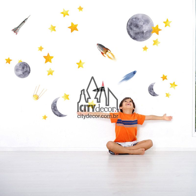Adesivo de parede viagem à lua Adesivo de parede viagem à lua