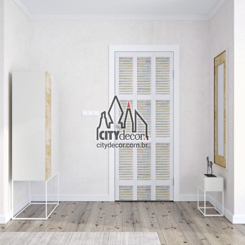 Adesivo para envelopamento de porta veneziana branca Adesivo para envelopamento de porta veneziana branca