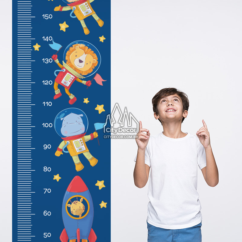 Adesivo régua de crescimento astronautas Adesivo régua de crescimento astronautas