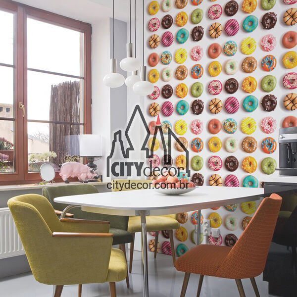 Adesivo papel de parede Donuts sortidos Adesivo papel de parede Donuts sortidos