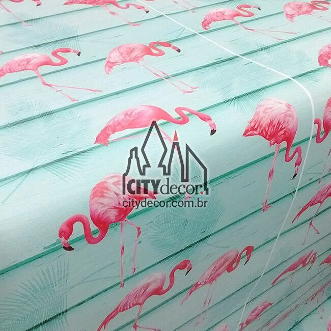 Adesivo papel de parede flamingos