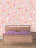 papel de parede floral cor de rosa