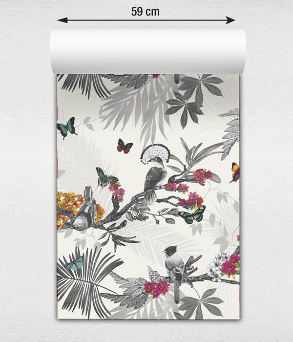 Papel de parede floral cinza