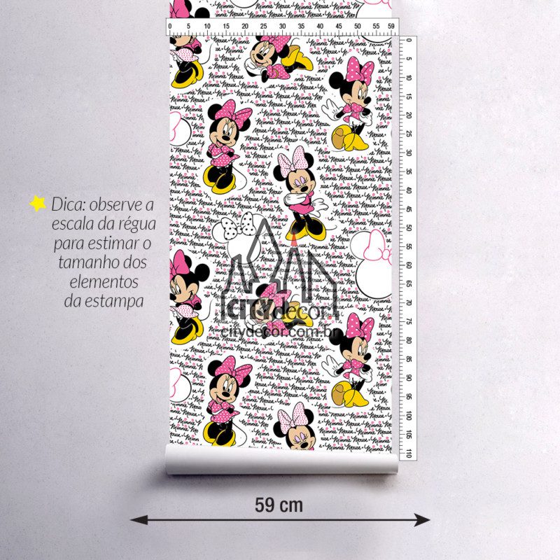 largura do papel de parede Minnie rosa