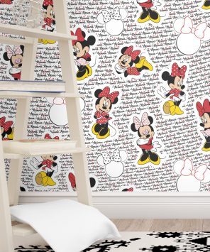 papel de parede Minnie vermelha no quarto
