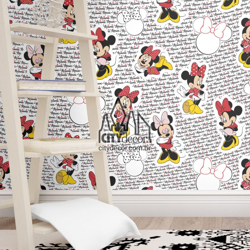 papel de parede Minnie vermelha papel de parede Minnie vermelha no quarto