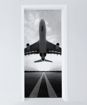Adesivo de porta avião decolando - preto e branco