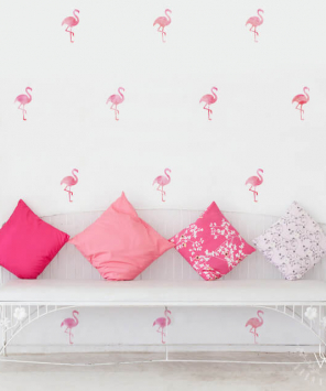 Kit estampa adesivo de parede flamingos