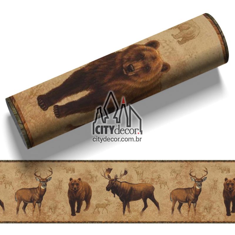 Faixa de parede animais selvagens urso e veado Faixa de parede animais selvagens urso e veado