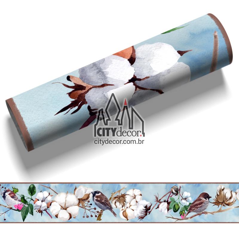 Faixa decorativa algodão com pardais Faixa decorativa algodão com pardais