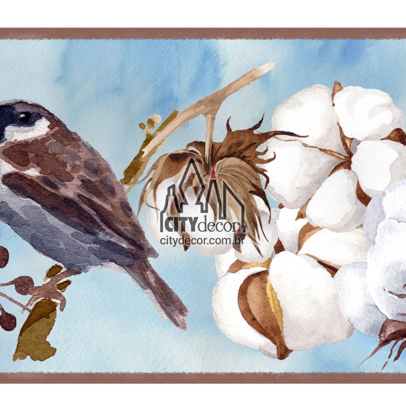 Faixa adesiva algodão com passarinhos Faixa adesiva algodão com passarinhos
