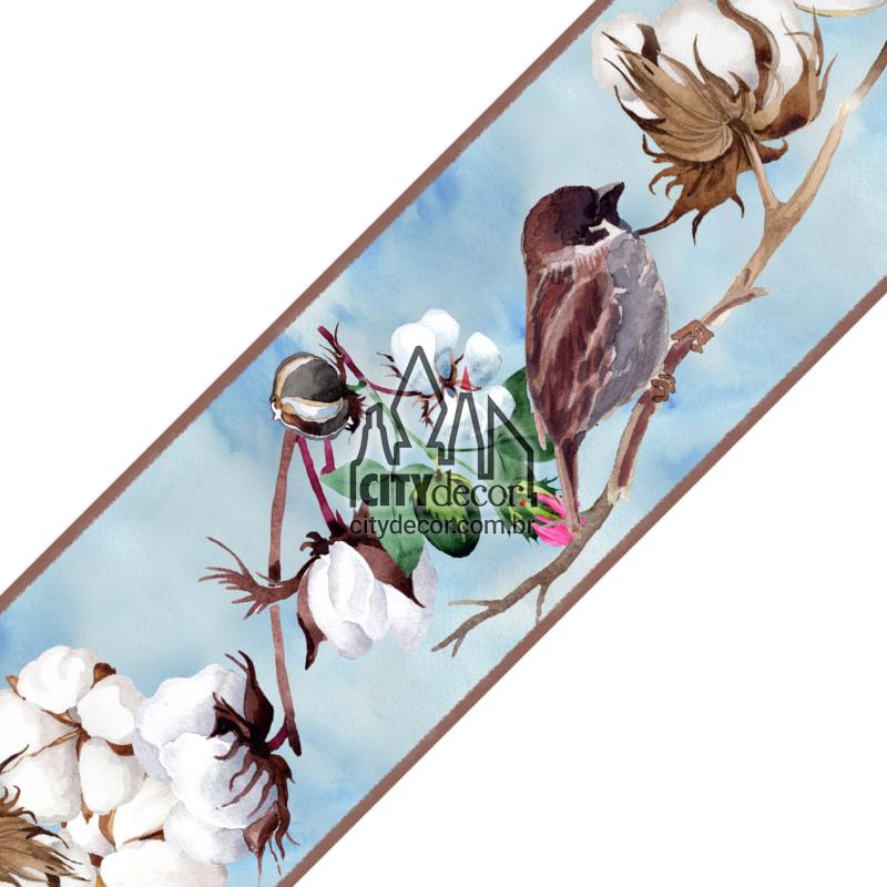 Faixa de parede algodão com pardais Faixa de parede algodão com pardais