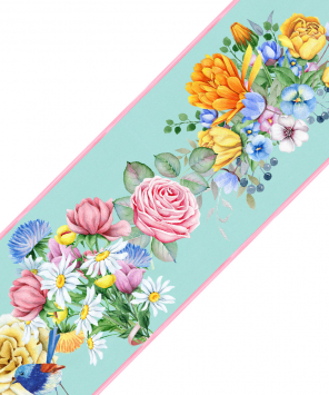 Faixa decorativa flores e passarinhos - verde