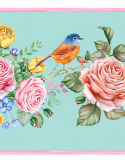 Faixa de parede flores e passarinhos - azul tiffany