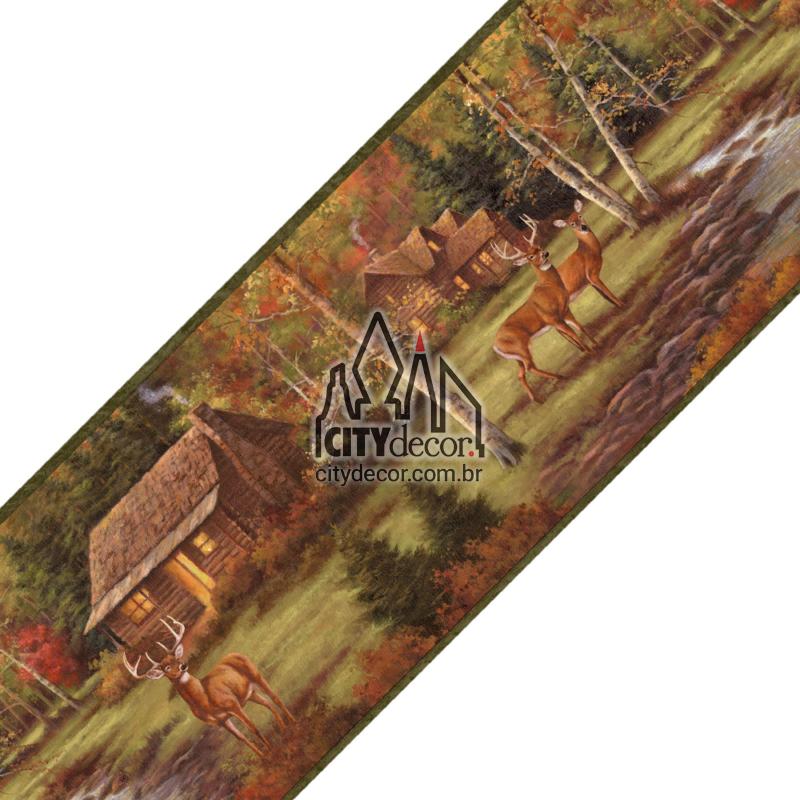 Faixa de parede cabanas na floresta Faixa de parede cabanas na floresta