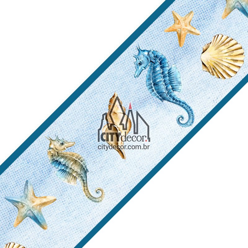Faixa decorativa para banheiro cavalo marinho Faixa decorativa para banheiro cavalo marinho